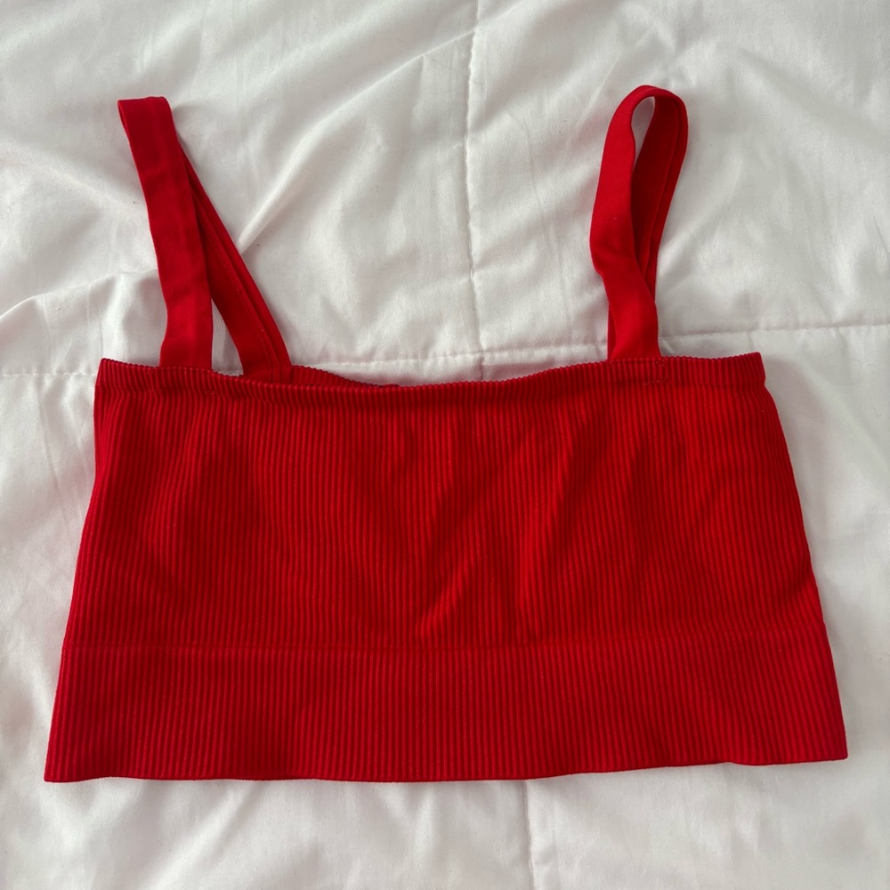 Out from Under red crop top.